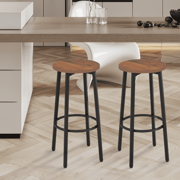 MoNiBloom Counter Height Bar Stools Set of 2, 25.5" Industrial Bar Stools with Steel Frame for Kitchen Island, Modern Breakfast Stools for Dining Room