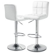 MoNiBloom Counter Height Chair, Modern Kitchen Dinner Faux Leather Barstools with Backrest Set of 2, White