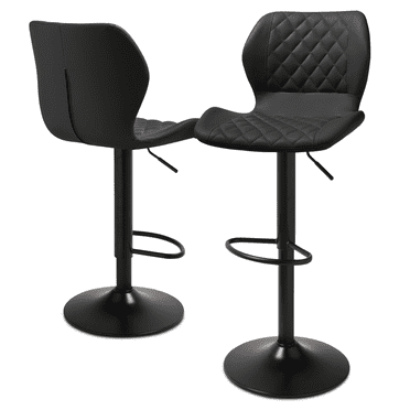 MoNiBloom Counter Height Swivel Bar Stool Set of 2, Adjustable Height Chair Faux Leather with Backrest, for Kitchen, Black