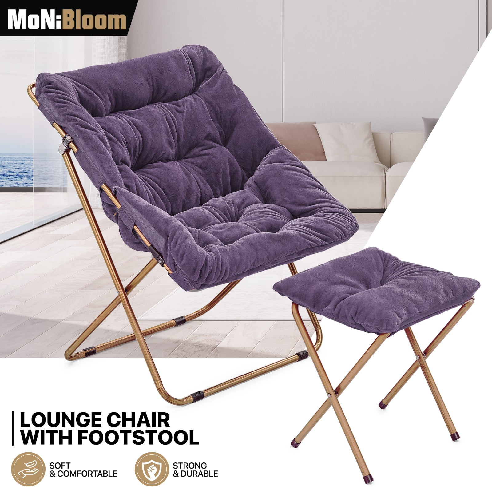 MoNiBloom Cozy Chair with Ottoman, Modern Comfy Folding
