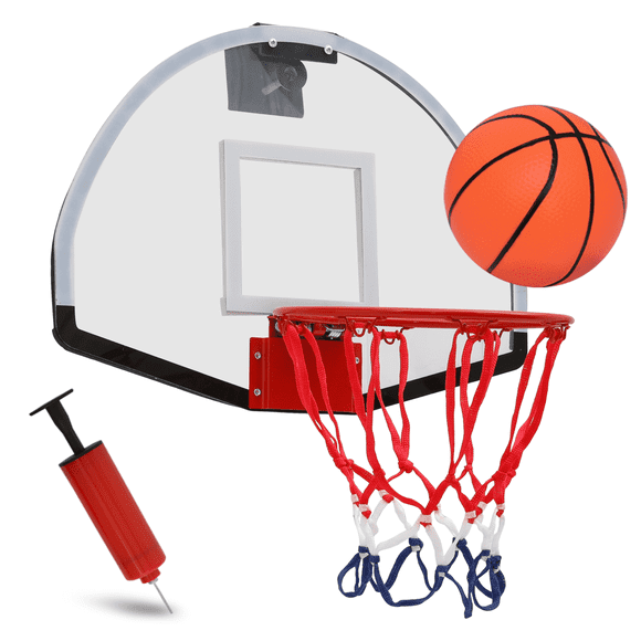 MoNiBloom Over The Door Basketball Hoop Indoor, Mini Basketball Hoop for Kids and Adults, Door Room Basketball Hoop Mini Hoop with Ball and Air Pump, Birthday Gift, White