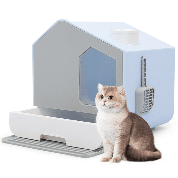 Kathson 3PCS Medium Open Cat Litter Box With Scoop, Durable Non-Stick Plastic