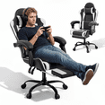 thumbnail image 1 of MoNiBloom Ergonomic Gaming Chair with Footrest, Adjustable Headrest and Lumbar Support for Office and Gaming, High-Back Racing Style Computer Desk Chair, White (Wide Seat), 1 of 9