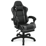 MoNiBloom Swivel Gaming Chair, Reclining Computer Chair with Footrest and Lumbar Support, Adjustable Office Chair with Headrest, Black