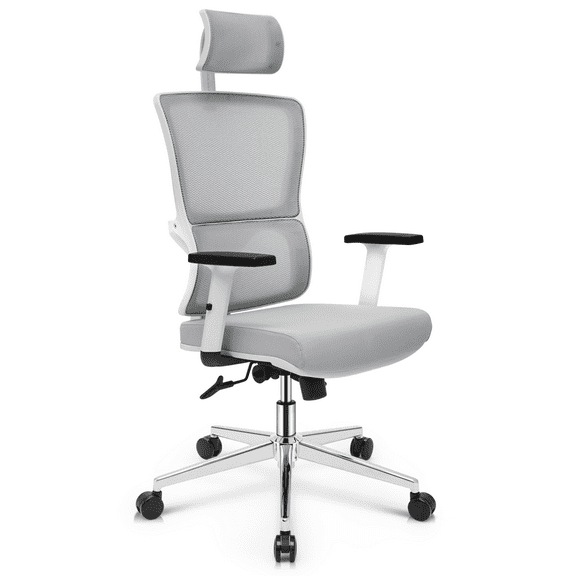 MoNiBloom Ergonomic Task Office Chair, Adjustable High Back Swivel Computer Desk Chair with Headrest & Armrest for Office, Grey