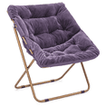 thumbnail image 1 of MoNiBloom Folding Saucer Chair for Adults, Faux Fur Upholstered Metal Frame Foldable Lounge Chair, Comfy Cozy Reading Accent for Bedroom Living Room, Purple, 1 of 8
