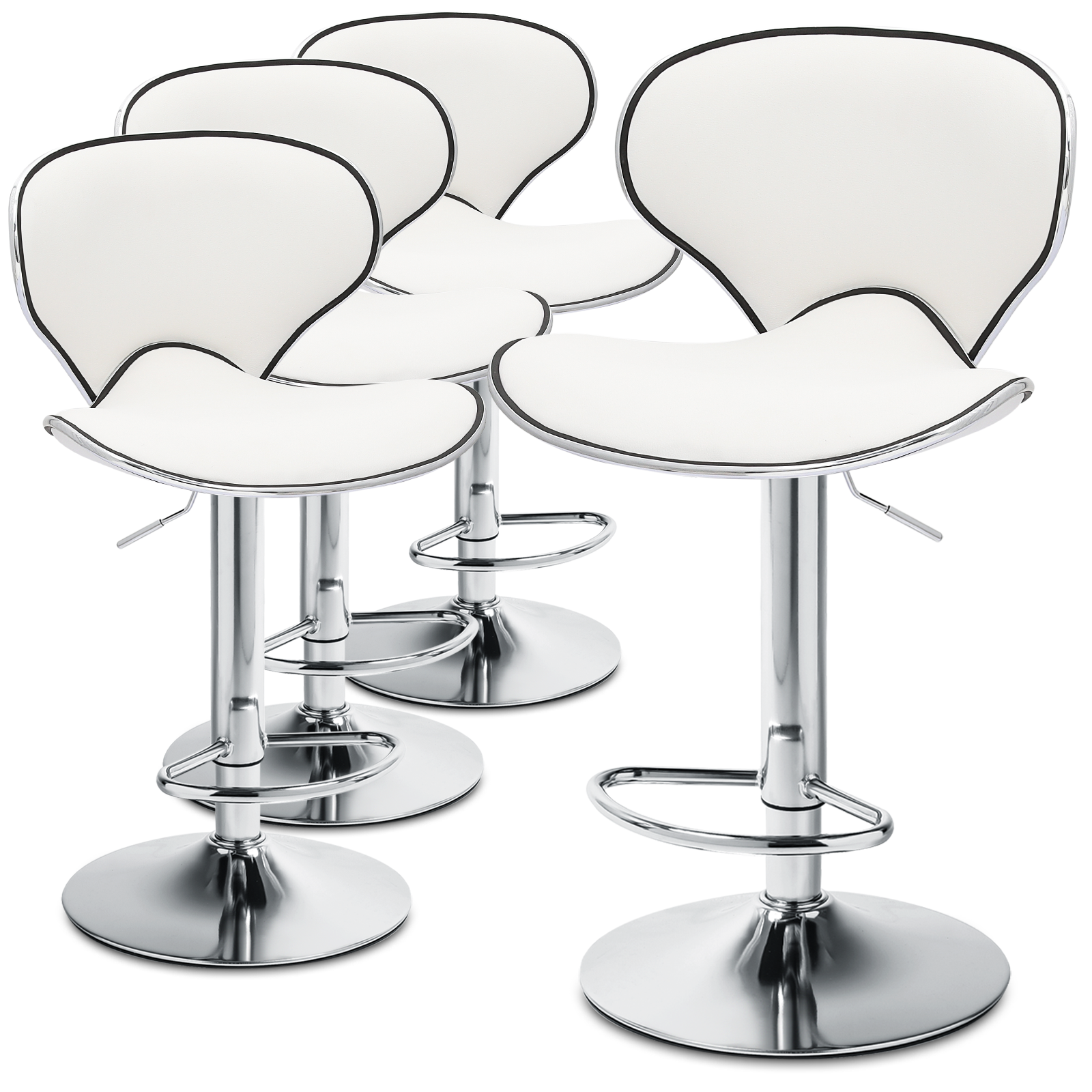 Maya Barstool, Chocolate Faux Leather, adjustable height, Chrome base ...