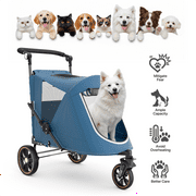 MoNiBloom Dog Stroller, 3 Wheel Pet Stroller for Small Medium Dogs & Cats, Adjustable Handlebar 9 Angles 20 -180 , Navy Blue