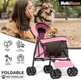 thumbnail image 1 of MoNiBloom 4 Wheel Foldable Lightweight Pet Stroller Trolley for Cats & Dogs, Pink, 1 of 14