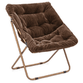 thumbnail image 1 of MoNiBloom Folding Saucer Chair for Adults, Faux Fur Upholstered Metal Frame Foldable Lounge Chair, Comfy Cozy Reading Accent for Bedroom Living Room, Brown, 1 of 9