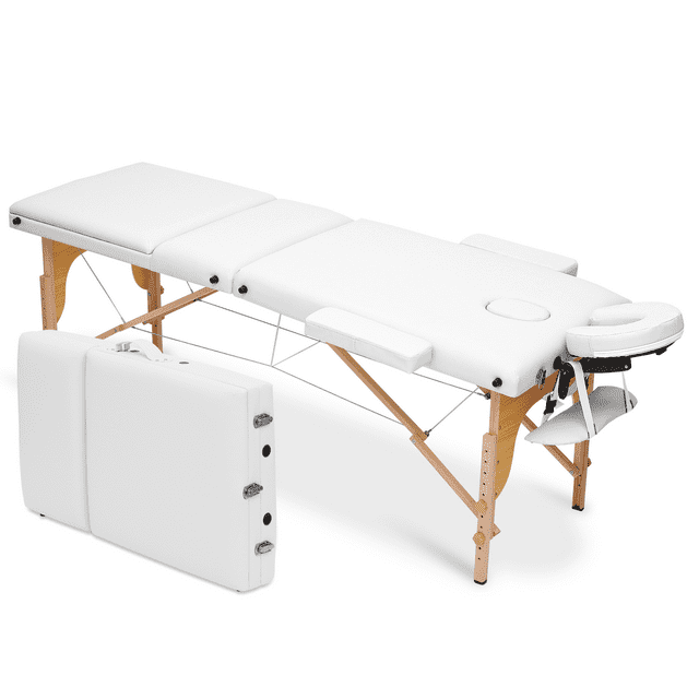 MoNiBloom Foldable Massage Table, Wooden Height Adjustable