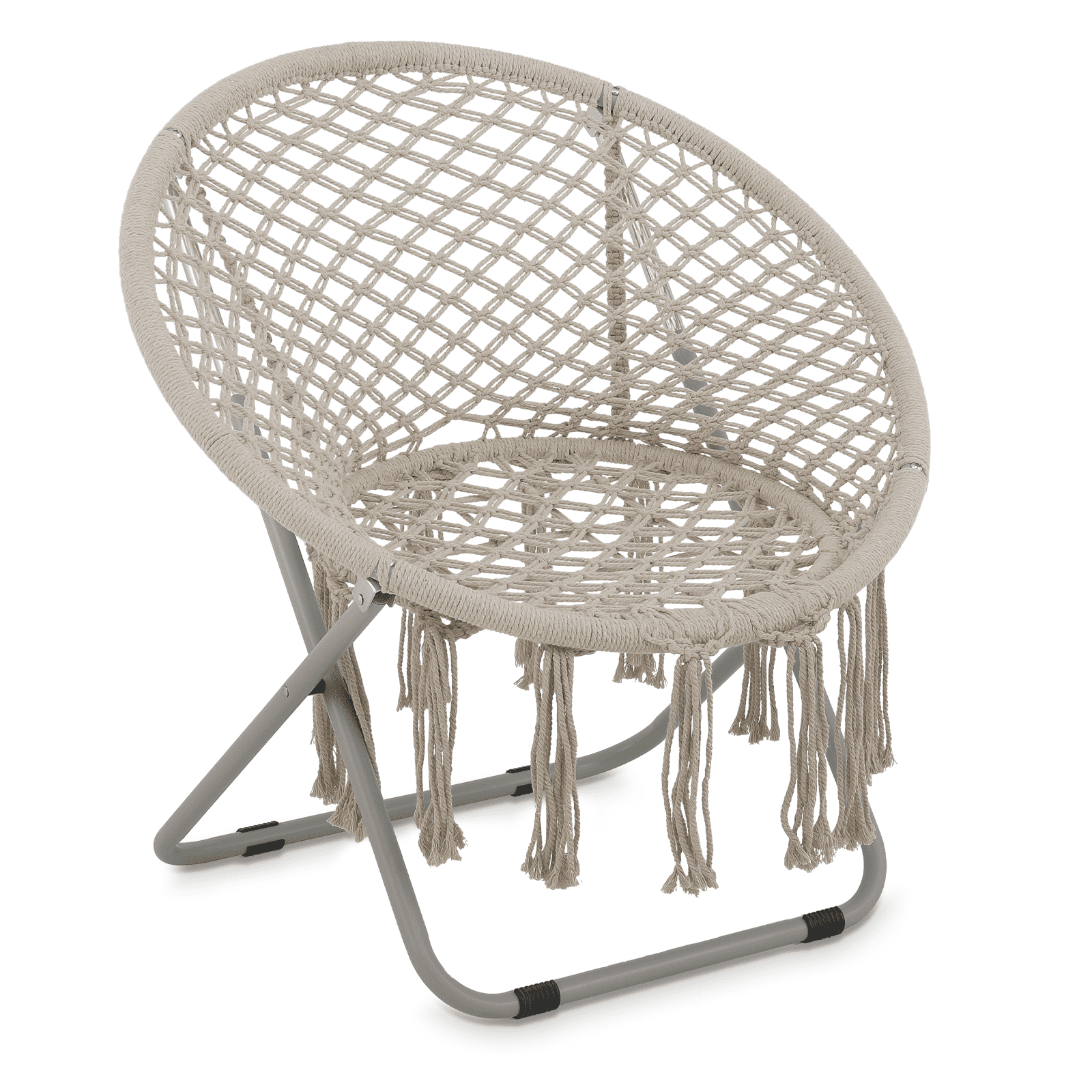 MoNiBloom Folding Boho Saucer Chair, Round Cozy Moon Chair with