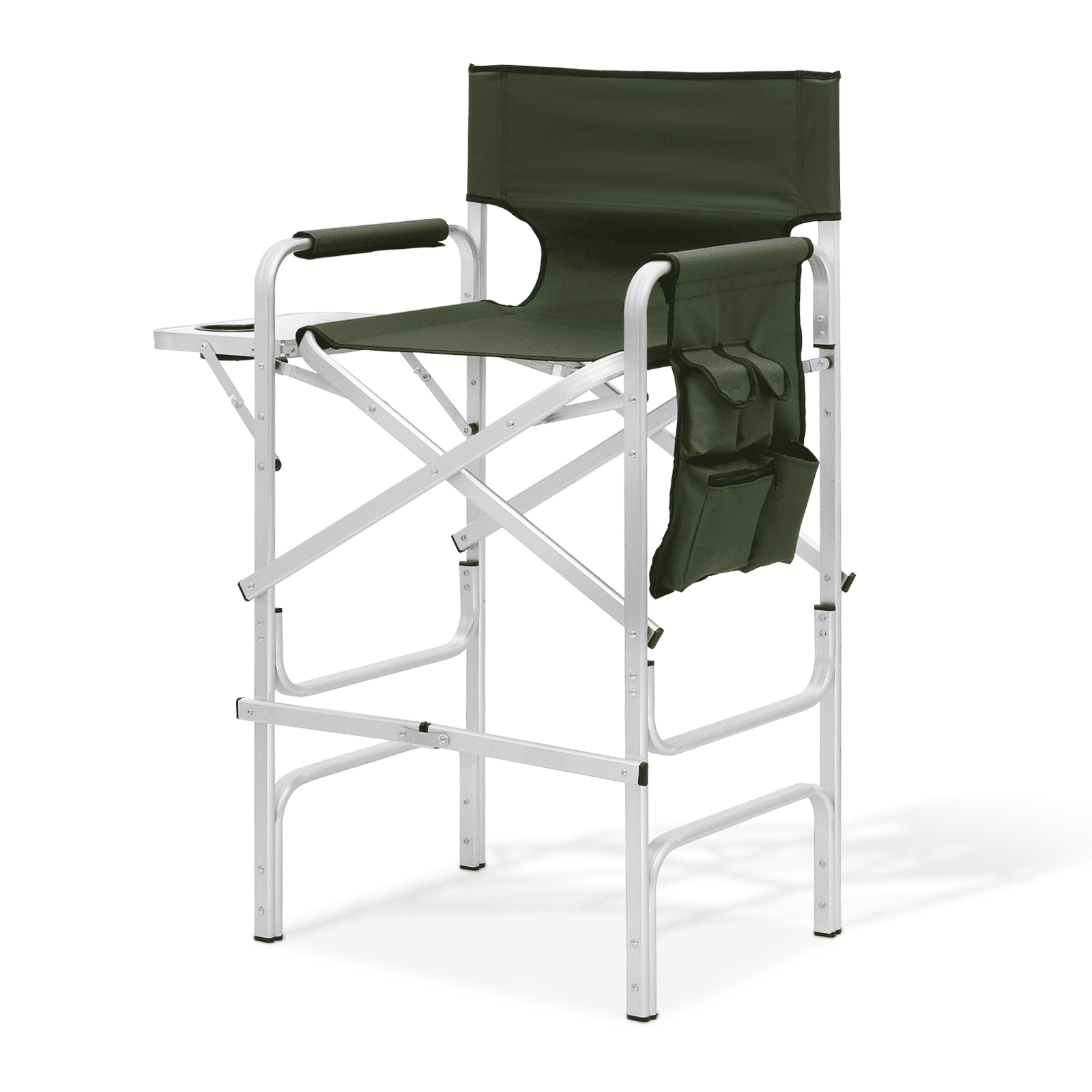 MoNiBloom Folding Director Chair with Side Table Storage Pocket Camping Chair for Adult Beach Fishing Trip Picnic Lawn Navy Blue