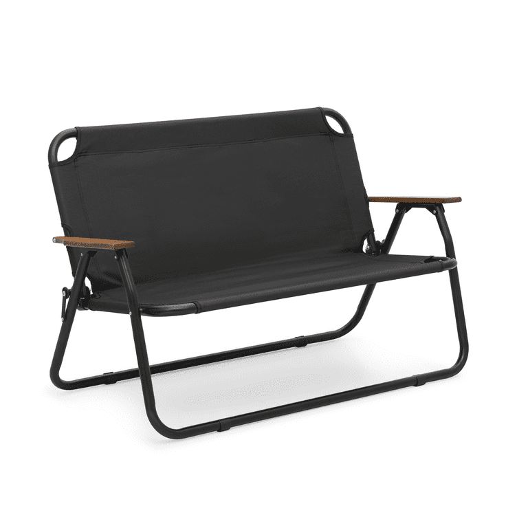 MoNiBloom Large Foldable Double Camping Chair for Adults Outdoor Patio Picnic Beach Travel Black Walmart