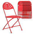 thumbnail image 1 of MoNiBloom Folding Plastic Chair, 10 Pack Portable Commercial Seat with Fan Back, for Wedding Camping, Red, 1 of 12
