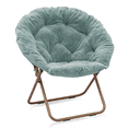 thumbnail image 1 of MoNiBloom Folding Saucer Chair, Soft Portable Accent Chair Lounge Moon Chair with Metal Frame for Living Room Bedroom, Teal Blue, 1 of 10