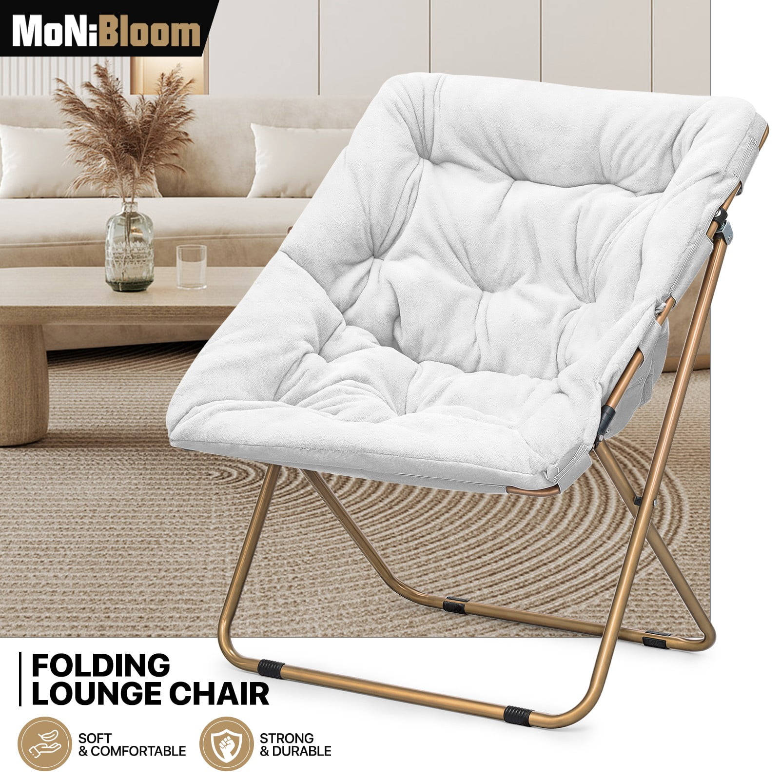 MoNiBloom Folding Saucer Chair for Adult, Oversized Square