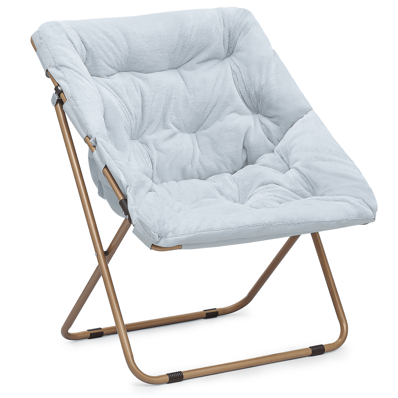 MoNiBloom Folding Saucer Chair with Cozy Faux Fur Upholstery, Lounge ...