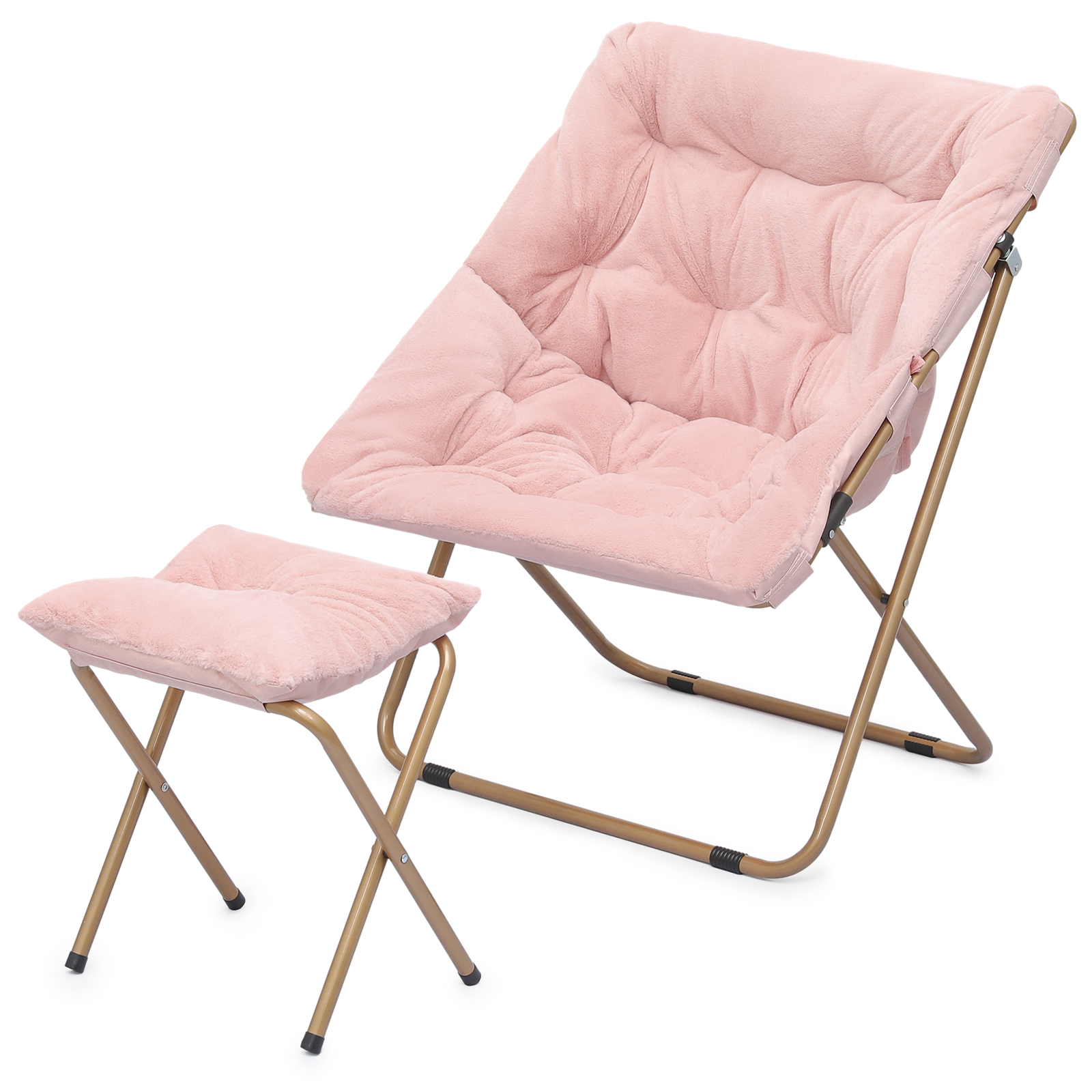 Pink Folding Quad Chair with Footrest