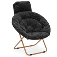 thumbnail image 1 of Monibloom Oversized Faux Fur Folding Saucer Chair with Removable Headrest, Comfy Moon Chair, Metal Frame, for Bedroom Living Room Dorm (Black), 1 of 10