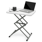 MoNiBloom Folding Table Adjustable TV Tray, Easy to Fold and Storage, Portable Sturdy Laptop Desk for Home Office, White, L26.0 W17.5 H26.5