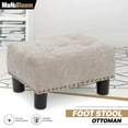 thumbnail image 1 of MoNiBloom Footstool Ottoman with Padded Seat, Modern Cotton-linen Footrest, Rectangular Seat Stool, Sandy Beige, 1 of 9