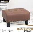 thumbnail image 1 of MoNiBloom Footstool Ottoman with Padded Seat, Modern PU Leather Footrest, Rectangular Seat Stool, Brown, 1 of 9