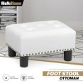 thumbnail image 1 of MoNiBloom Footstool Ottoman with Padded Seat, Modern PU Leather Footrest, Rectangular Seat Stool, White, 1 of 9