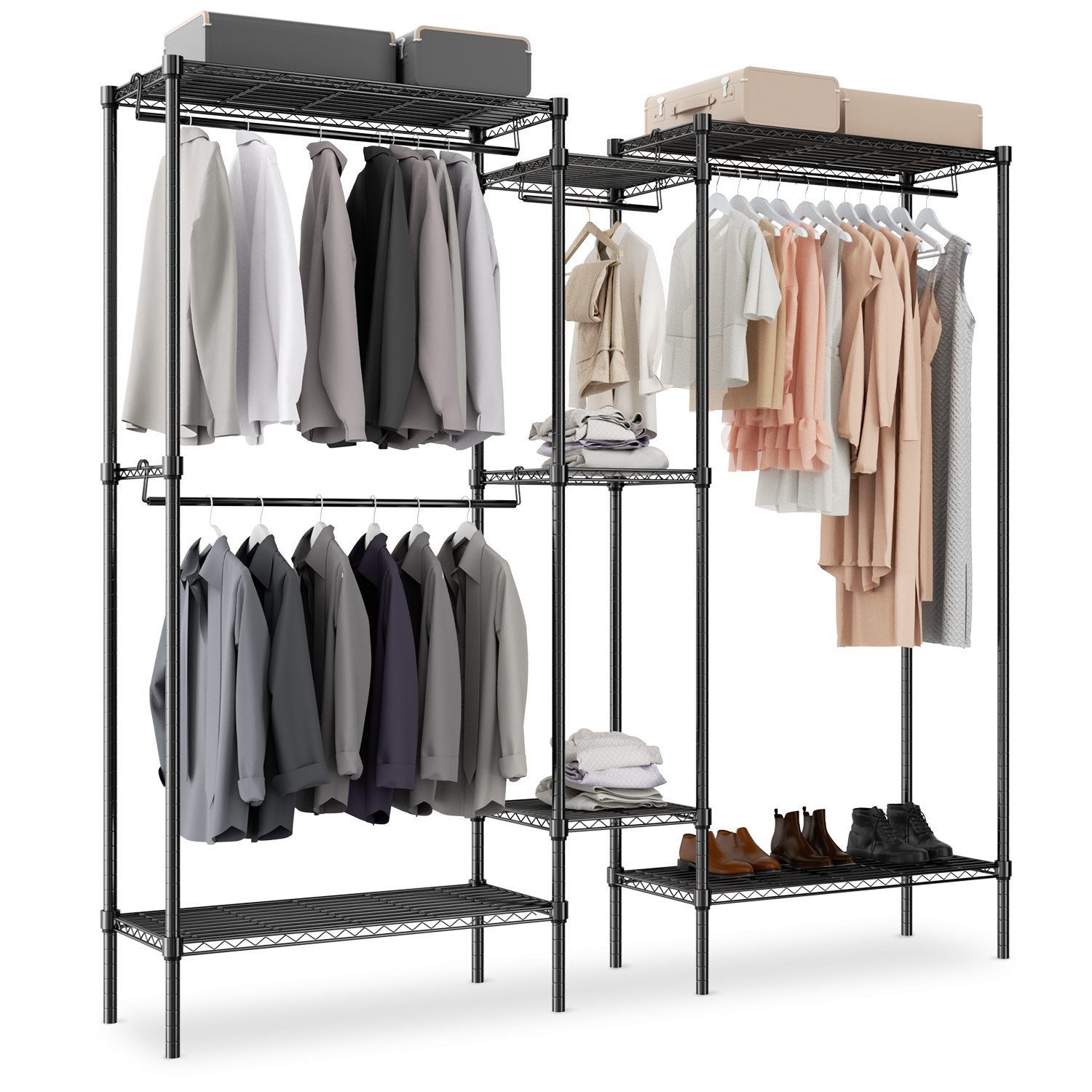 Wardrobe Closet with Shelves, heavy duty garment rack, wardrobe rack ...