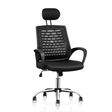 MoNiBloom High-Back Computer Office Task Chair, Ergonomic Swivel Mesh Seat with Adjustable Headrest, Black