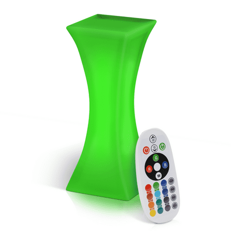 MoNiBloom Hourglass Shape LED Light Up Bar Table, 16 Color Changing with Remote Control, Rechargeable Dimmable Pub Table Furniture for Club Party Cocktail