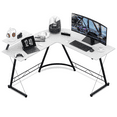 thumbnail image 1 of MoNiBloom L Shaped Corner Gaming Desk, Computer Writing Office Table with Monitor Stand, Workstation for Home Office, White, 1 of 11