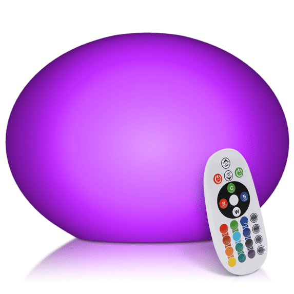 MoNiBloom LED Oblate Ball Light, RGB Color Changing Lamp with Remote Control, Rechargeable Moon Lamp Beside Desk Lamp Home/Party/Lawn/Desk Decor, Large