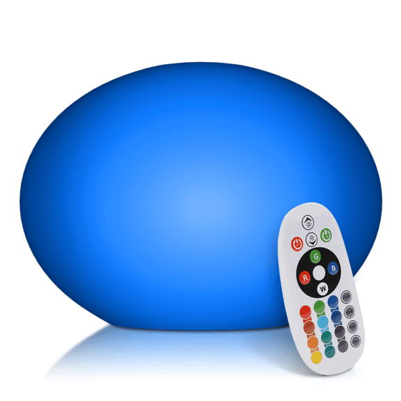 MoNiBloom LED Oblate Ball Light, RGB Color Changing Lamp with Remote Control, Rechargeable Cordless Moon Lamp Beside Desk Lamp, Medium