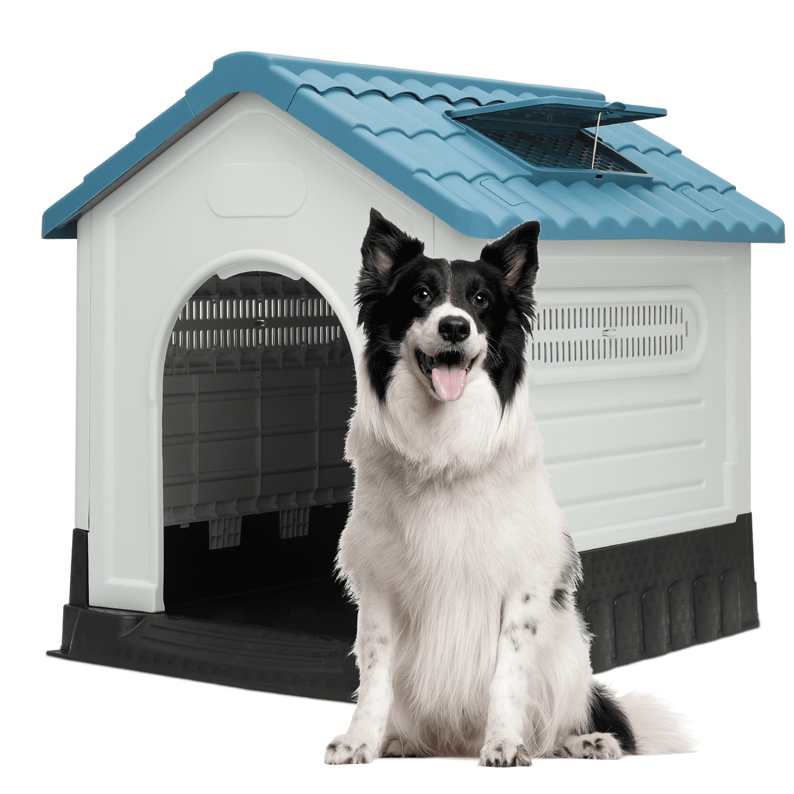 MoNiBloom Large Dog House Outdoor Plastic Doghouse with Adjustable