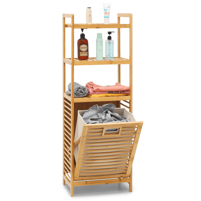 MoNiBloom Laundry Hamper with 3-Tier Shelves and Tilt Out Basket ...