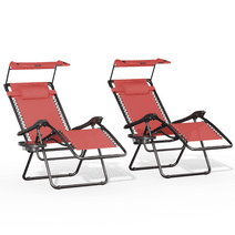 MoNiBloom Lounge Beach Chair Chair Set of 2, Adjustable Lounger with Sun Shade and Pillow for Beach Pool Sports Yard, Maroon