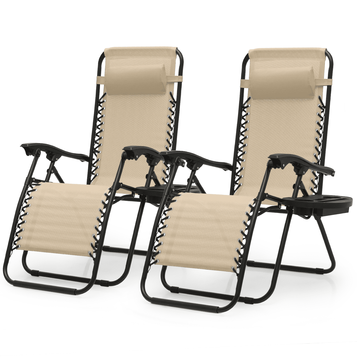 MoNiBloom Lounge Chairs Set of 2, with Headrest and Cup Holder Patio ...