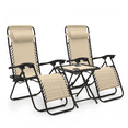 MoNiBloom Lounge Chairs Table Set of 3 for Outside, Adjustable Folding