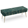 thumbnail image 1 of MoNiBloom Marbling Velvet Ottoman Bench Upholstered Bench with Padded Seat, Footrest Foot Stool with Golden Metal Legs for Bedroom Living Room Entryway, Green, 1 of 8
