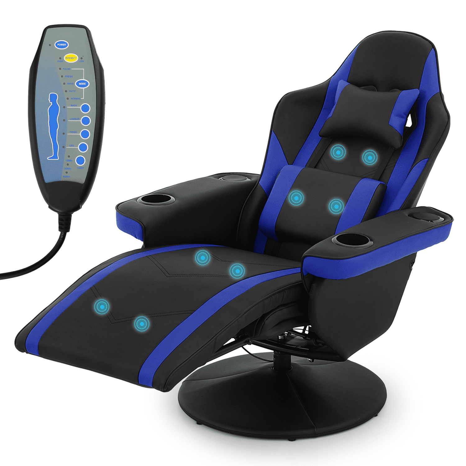 Giantex Gaming Recliner Chair, Reclining Gaming Chair Ergonomic Leather Sofa with Footrest Lumbar Support Headrest and Side Pouch for Living Room Home