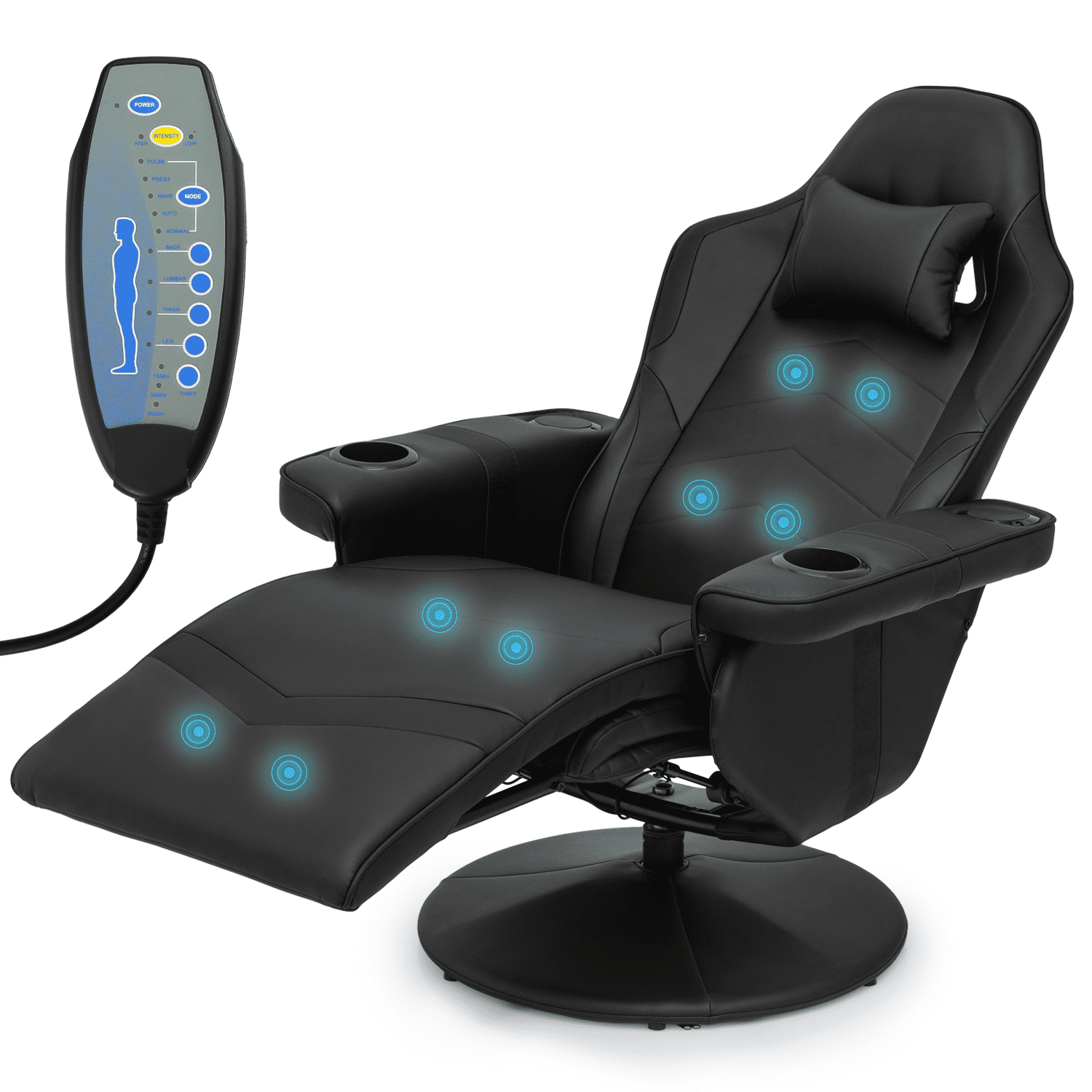 MoNiBloom Massage Video Gaming Recliner Chair, Ergonomic Computer Desk  Chair with Bluetooth Speakers, High Back PU Leather Office Chair with
