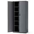 thumbnail image 1 of MoNiBloom Metal Storage Cabinet with Locking Door, 71" Garage Storage Cabinet with 6 Adjustable Shelves, Steel Lockable File Cabinet for Office Home, Grey Black, 1 of 10