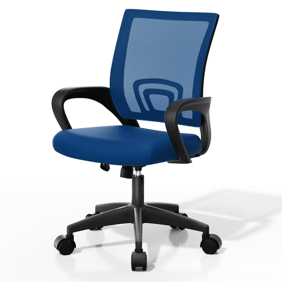 Monibloom 1PC Mesh Office Chair, Ergonomic Mid Back Computer Desk Chair with 2.8" Thick Seat, Lumbar Support, Navy Blue