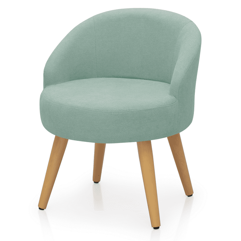 MoNiBloom Modern Linen Fabric Accent Chair Comfy Reading Lounge Armchair for Bedroom Living Room Single Sofa Chair with Wooden Legs Blue