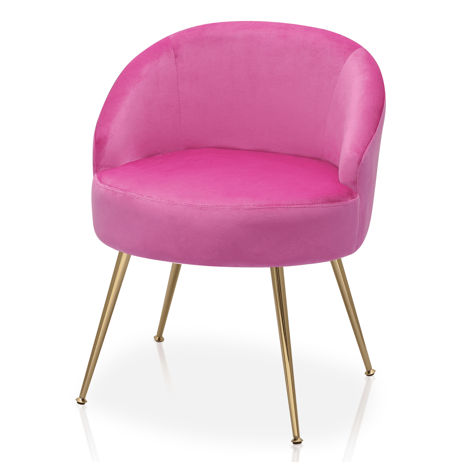 Hot Pink Velvet Barrel Accent Chair with Gold Metal Legs