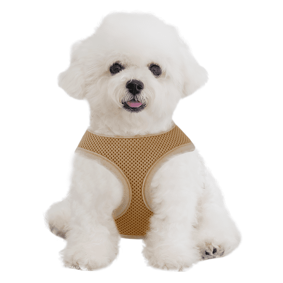 MoNiBloom No Pull Dog Harness, Pet Vest Adjustable Mesh Breathable Harnesses for Dogs Walking, Light Brown XS
