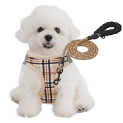 MoNiBloom No Pull Dog Harness with Leash, No Choke Reflective Pet Vest Adjustable Breathable Mesh Harnesses Dogs Walking, Beige XS