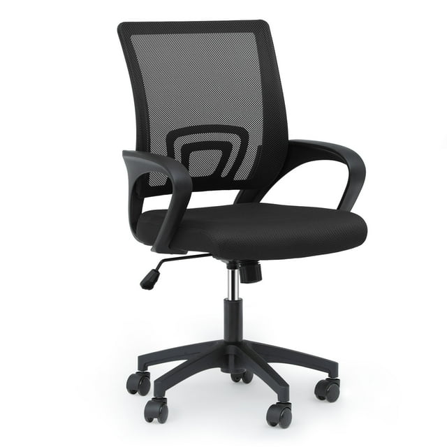 MoNiBloom Office Chair Mid Back Swivel Lumbar Support Desk Chair, Height Adjustable Ergonomic Mesh Computer Chair with Armrest, Black