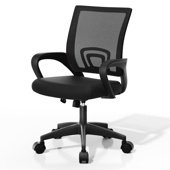 Monibloom 1PC Mesh Office Chair, Ergonomic Mid Back Computer Desk Chair with 2.8" Thick Seat, Lumbar Support, Black